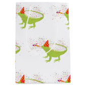 動物と提携するイグアナトカゲのパーティー ミディアムペーパーバッグ (正面)