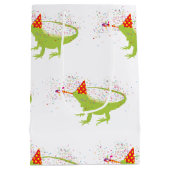 動物と提携するイグアナトカゲのパーティー ミディアムペーパーバッグ (裏面)