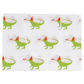 動物と提携するイグアナトカゲのパーティー ラージペーパーバッグ (裏面)