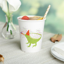 動物と提携するイグアナトカゲのパーティー 紙コップ