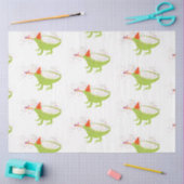 動物と提携するイグアナトカゲのパーティー 薄葉紙 (クラフト)