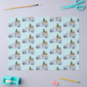 動物と松の木を持つクリスマストラック 薄葉紙 (クラフト)