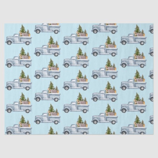 動物と松の木を持つクリスマストラック 薄葉紙 (正面)