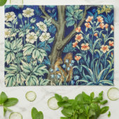 動物と花、森、ウィリアム・モリス キッチンタオル (折り畳み)