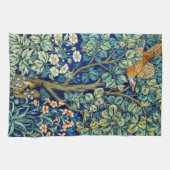 動物と花、森、ウィリアム・モリス キッチンタオル (横)