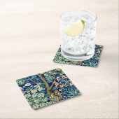 動物と花、森、ウィリアム・モリス スクエアペーパーコースター (インサイチュ)