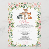 動物と赤面ピンクフローラベビーシャワーメニュー メニュー (正面)