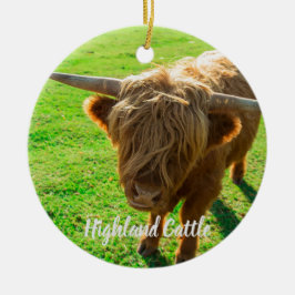 動物と農場の恋人のための高地牛の牛 セラミックオーナメント