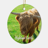 動物と農場の恋人のための高地牛の牛 セラミックオーナメント (左)