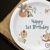 動物と野生の最初の誕生日紙プレート ペーパープレート