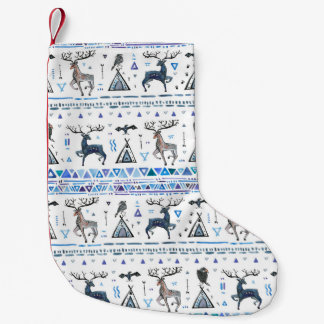 動物とdrを伴う部族民族のシームレスなパターン スモールクリスマスストッキング