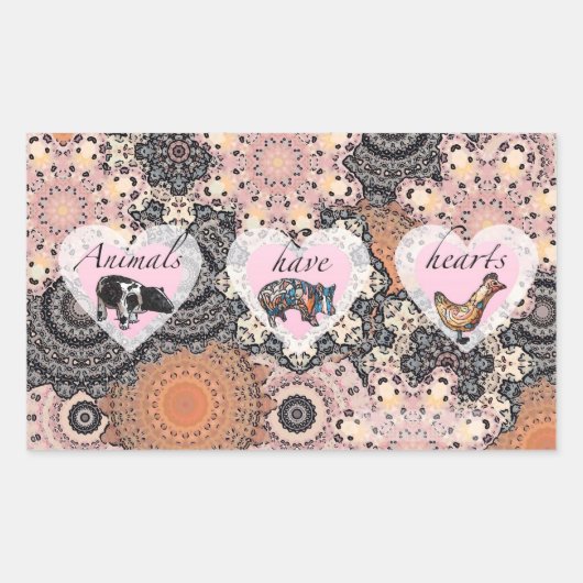 動物にはハートがある 長方形シール (正面)