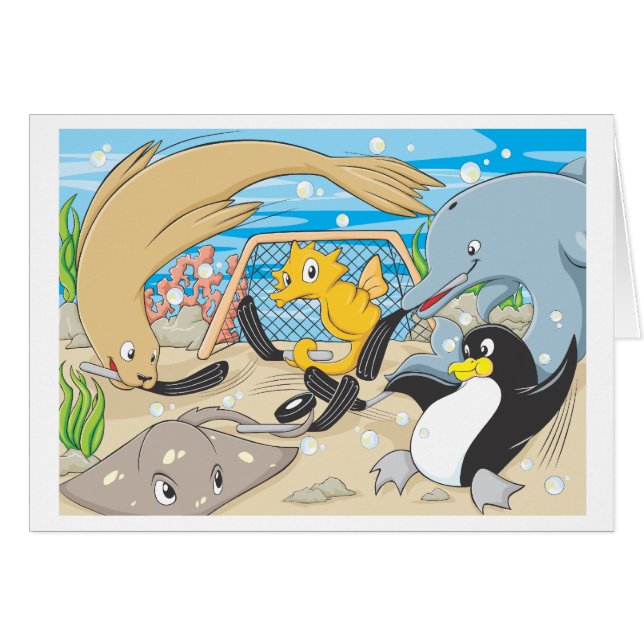 動物による水中ホッケー (正面横)