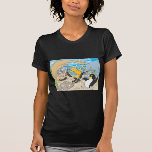 動物による水中ホッケー Tシャツ (正面)