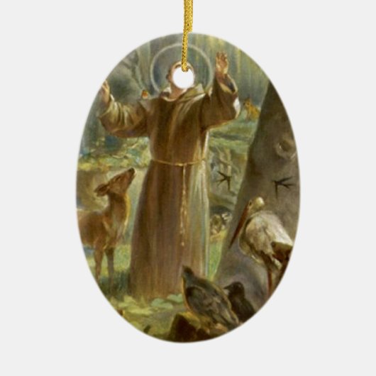 動物に説教するAssisiのSt Francis セラミックオーナメント (正面)