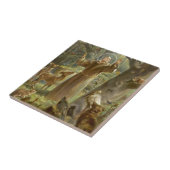 動物に説教するAssisiのSt Francis タイル (側面)