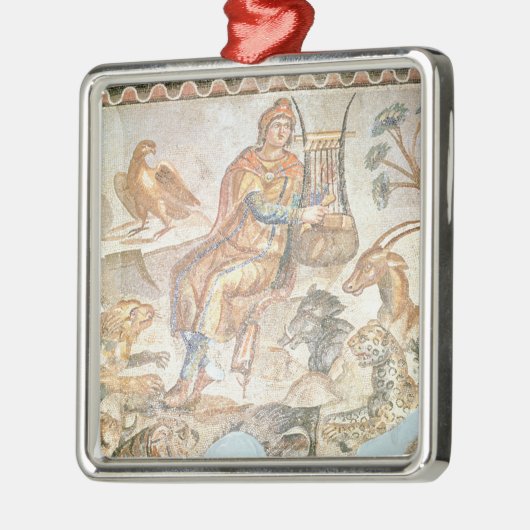 動物に遊んでいるオルペウスローマのモザイク メタルオーナメント (左)
