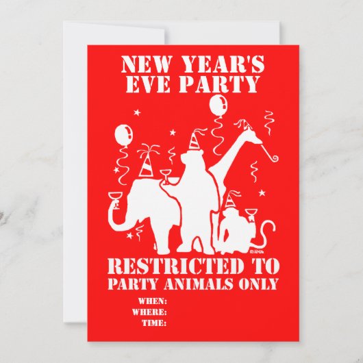 動物に限定されたパーティー 招待状 (正面)