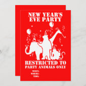 動物に限定されたパーティー 招待状 (正面/裏面)