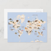 動物のいる世界地図 ポストカード (正面/裏面)