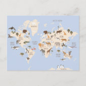 動物のいる世界地図 ポストカード (正面)