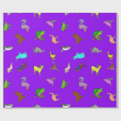 動物のおもしろいの紫色 ラッピングペーパー (フラット)