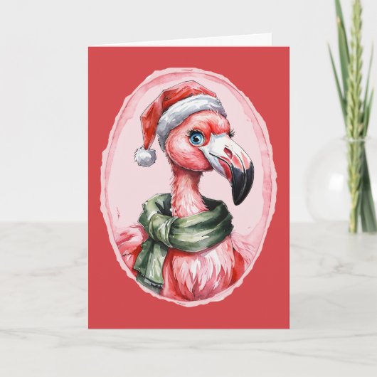 動物のおもしろいクリスマスのお気に入り – Flamingo 1 カード (正面)