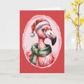 動物のおもしろいクリスマスのお気に入り – Flamingo 1 カード (黄色い花)
