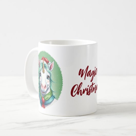 動物のおもしろいクリスマスのお気に入り – Unicorn 1 コーヒーマグカップ (正面左)