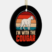 動物のおもしろいグラフィック私はクーガーと一緒にいる セラミックオーナメント (右)