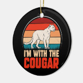 動物のおもしろいグラフィック私はクーガーと一緒にいる セラミックオーナメント (左)
