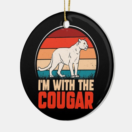 動物のおもしろいグラフィック私はクーガーと一緒にいる セラミックオーナメント (左)