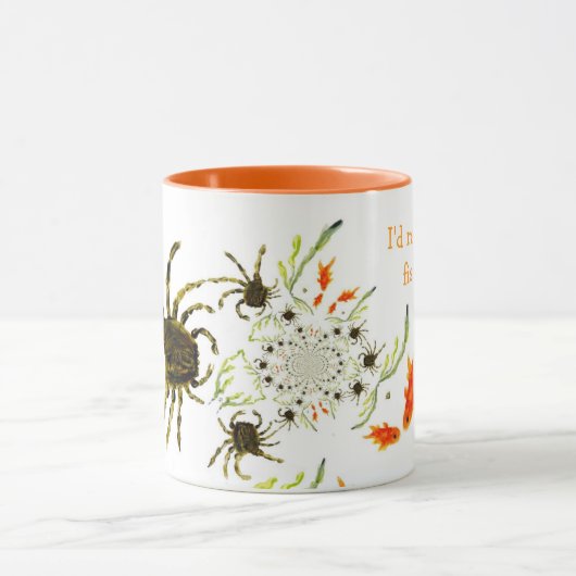 動物のおもしろい抽象芸術カニと魚のロックプール マグカップ (中央)