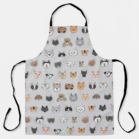 動物のおもしろい:猫の犬ドードルミックス エプロン (正面)