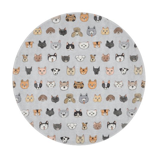 動物のおもしろい:猫の犬ドードルミックス カッティングボード (正面)