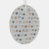 動物のおもしろい：猫の犬ドードルミックス ガラスオーナメント (正面右)