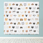 動物のおもしろい:猫の犬ドードルミックス キャンバスプリント (インサイチュ (ウッドフロア))