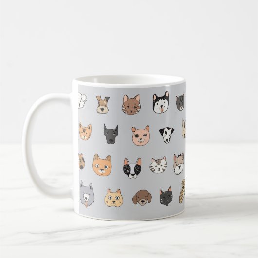 動物のおもしろい：猫の犬ドードルミックス コーヒーマグカップ (左)
