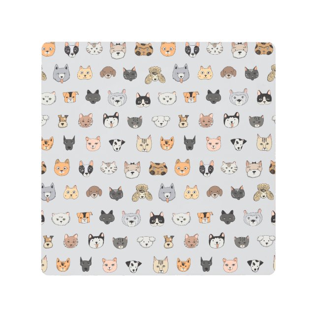 動物のおもしろい：猫の犬ドードルミックス メタルプリント (正面)