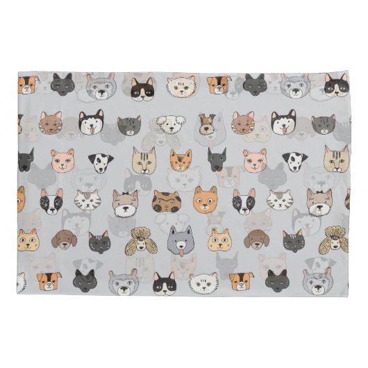 動物のおもしろい：猫の犬ドードルミックス 枕カバー (裏面)