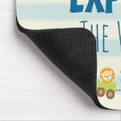 動物のおもちゃ列車と上のストライプ飛行機 マウスパッド (コーナー)