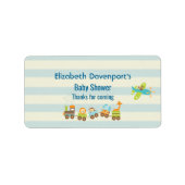 動物のおもちゃ列車と上のストライプ飛行機 ラベル (正面)