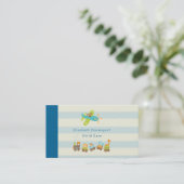 動物のおもちゃ列車と上のストライプ飛行機 名刺 (スタンド正面)