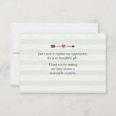 動物のおもちゃ列車と飛行機にストライプ感謝 サンキューカード (裏面)