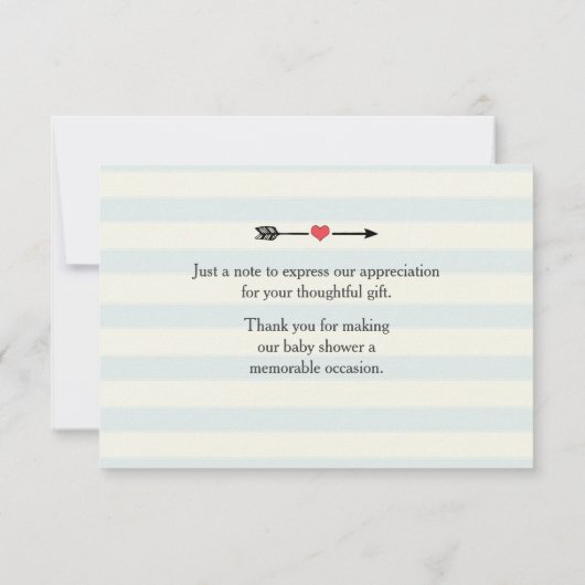 動物のおもちゃ列車と飛行機にストライプ感謝 サンキューカード (裏面)