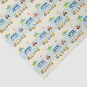 動物のおもちゃ列車の車と上のストライプ飛行機 薄葉紙 (詳細)