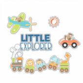 動物のおもちゃ列車の車と飛行機リトルエクスプローラー シール (正面)