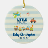 動物のおもちゃ列車の車と飛行機リトルエクスプローラー セラミックオーナメント (正面)