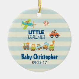 動物のおもちゃ列車の車と飛行機リトルエクスプローラー セラミックオーナメント