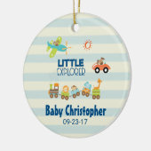 動物のおもちゃ列車の車と飛行機リトルエクスプローラー セラミックオーナメント (左)